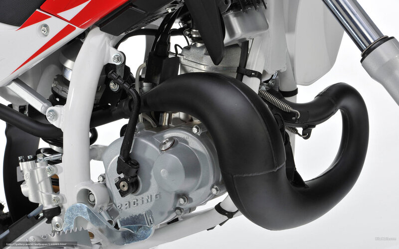 Motorcycle Engine and Exhaust — White, Neutral