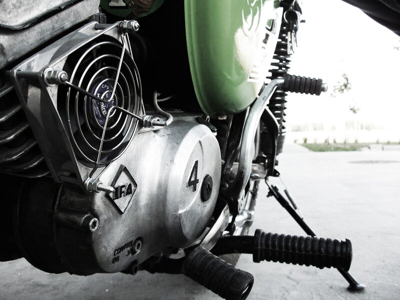 Motorcycle Engine and Fan