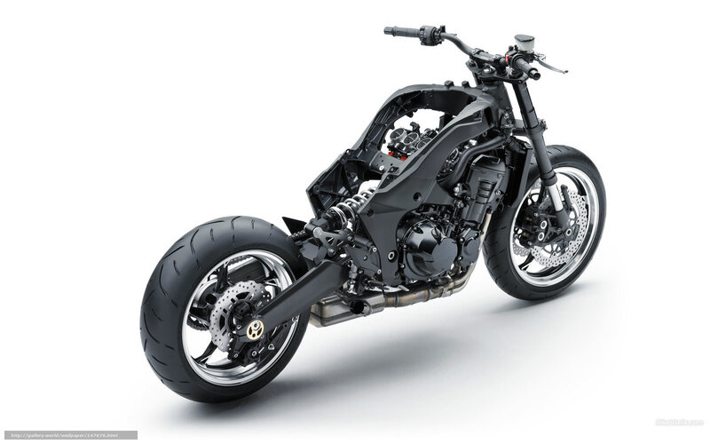 Motorcycle Engine and Frame — Black, Neutral, Photograph, Wheels