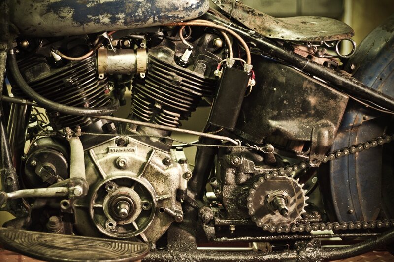 Motorcycle Engine — Black, Dusty