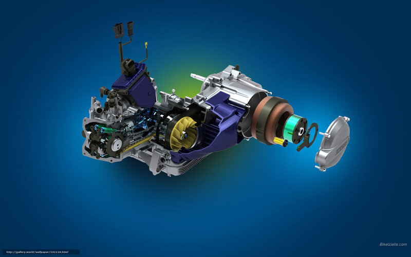 Motorcycle Engine Cutaway — Blue