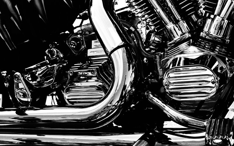 Motorcycle Engine Details — Black, Dramatic