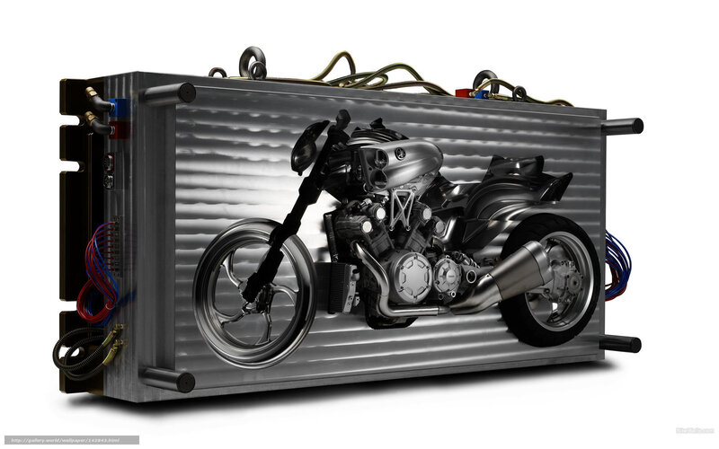 motorcycle engine in metal box