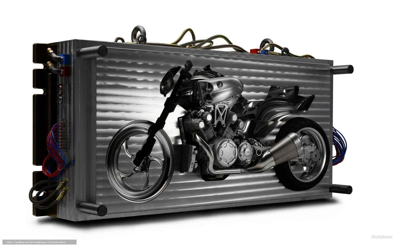 motorcycle engine in metal box