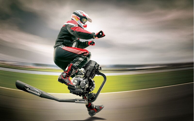 motorcycle engine on a track