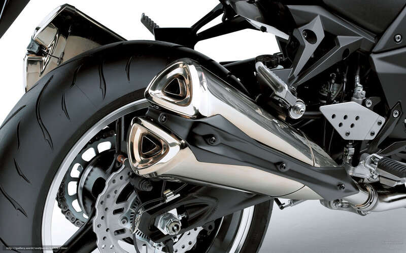 motorcycle exhaust and rear wheel
