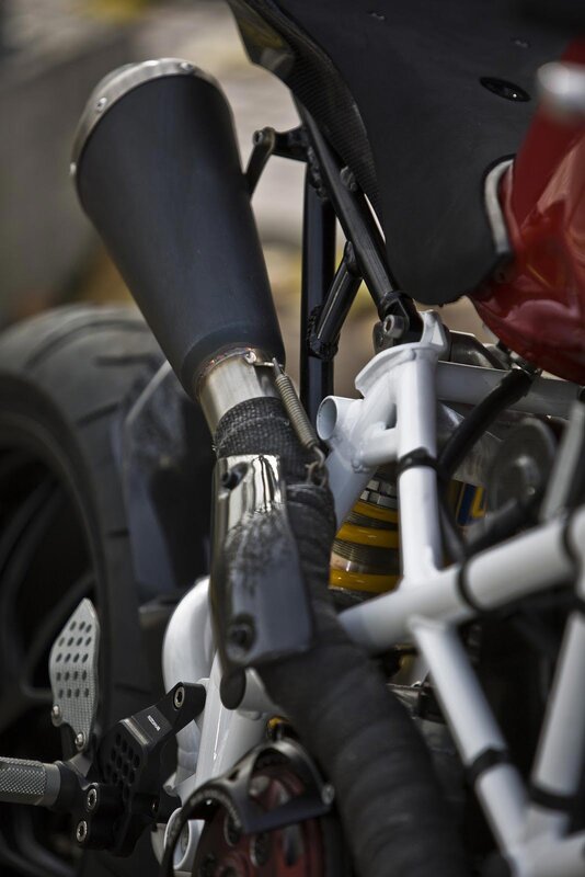 Motorcycle Exhaust System — Black, Mechanical, Photograph, Exhaust Pipe, Rear Wheel