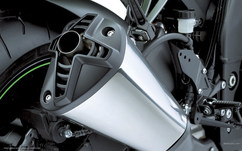 Motorcycle Exhaust System — Black, Mechanical, Photograph