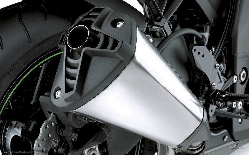 Motorcycle Exhaust System — Black, Technical, Photograph