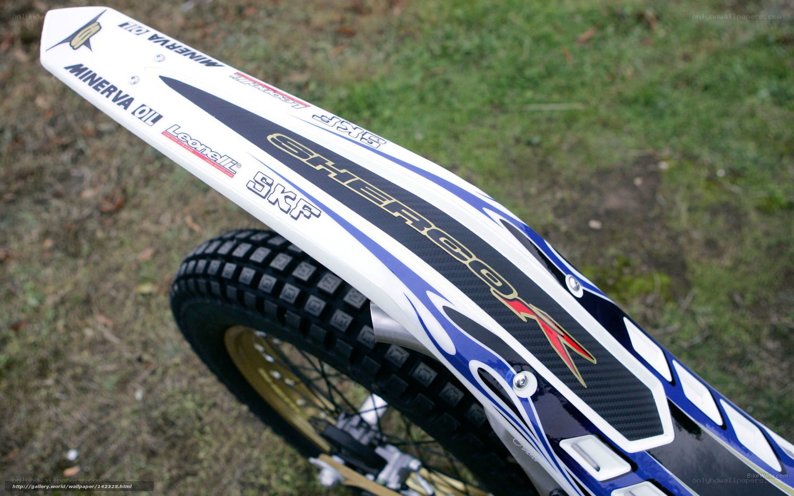 motorcycle fender with sponsor logos