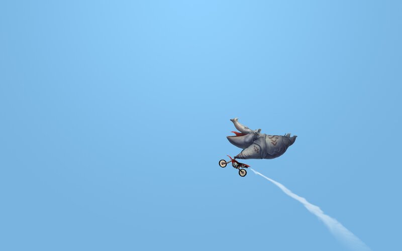 motorcycle flying with balloon