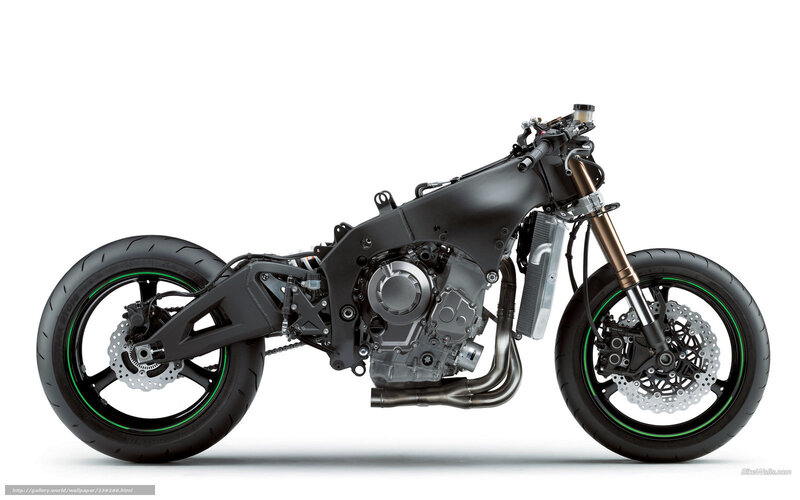 Motorcycle Frame — Black, Neutral, Photograph, Engine, Wheels, Exhaust