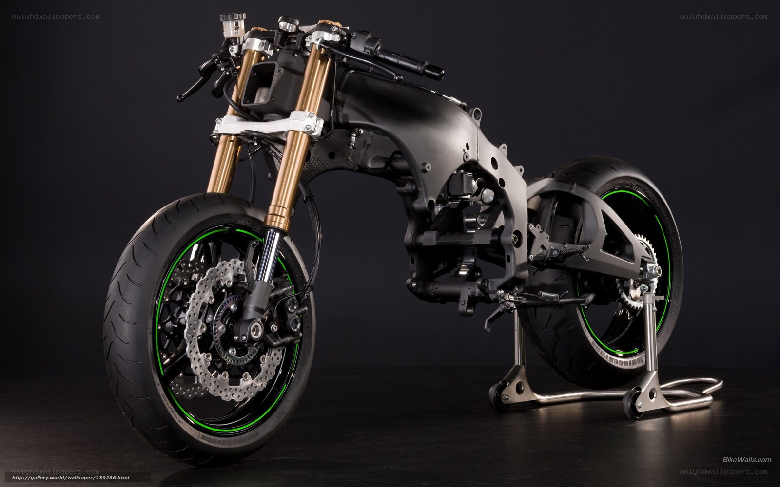 motorcycle frame with wheels