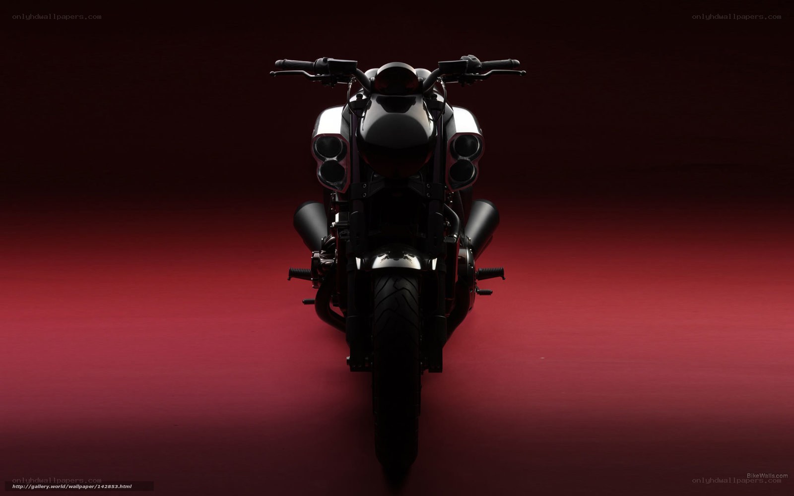 motorcycle front view on red