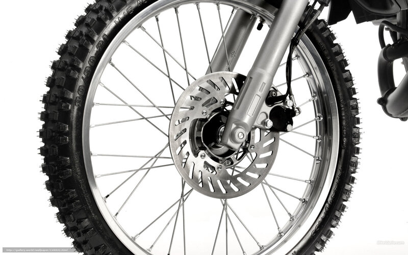 Motorcycle Front Wheel — Black, Neutral, Photograph, Tire, Spokes