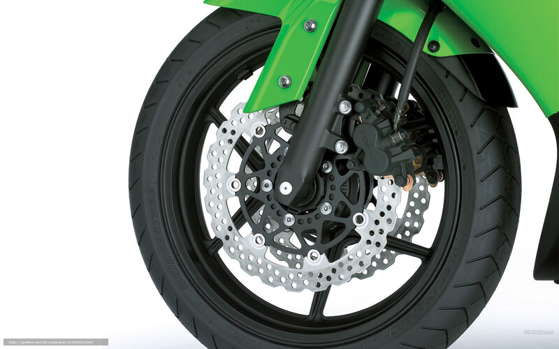 Motorcycle Front Wheel — Green, Neutral, Photograph
