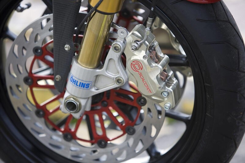 Motorcycle Front Wheel — Silver, Mechanical, Photograph, Brake Disc, Fork, Tire