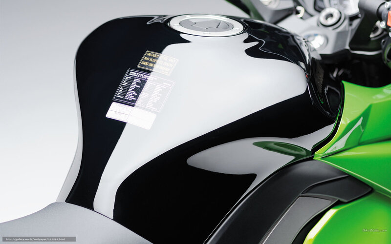 Motorcycle Fuel Tank — Black, Neutral, Photograph, Fuel Cap, Warning Label