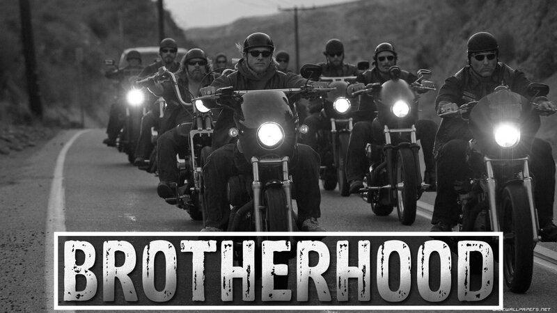 Motorcycle Gang on Road — Black, Dramatic