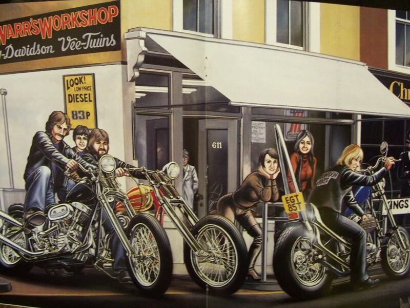 Motorcycle Gang Outside Shop