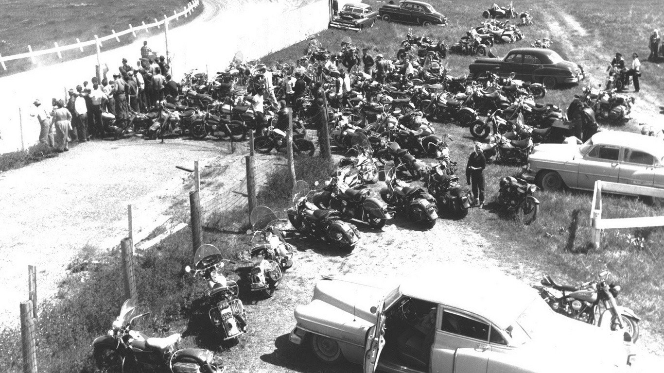 Motorcycle gathering at a track