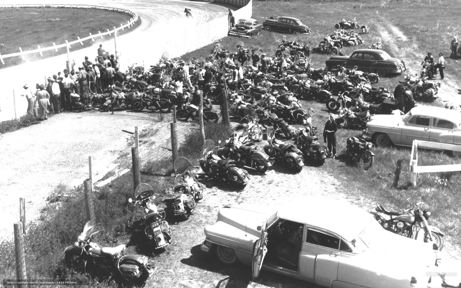 Motorcycle gathering at racetrack