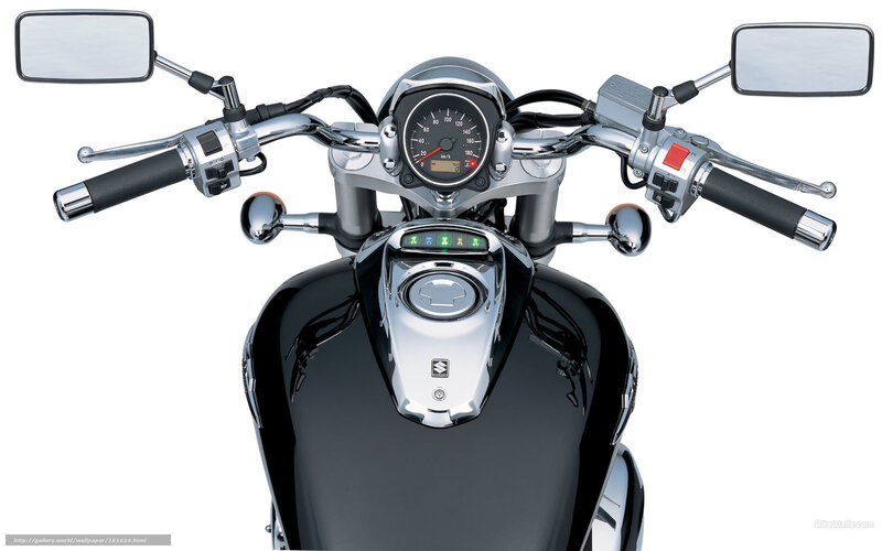 Motorcycle Handlebars — Black, Neutral, Photograph, Speedometer, Mirrors, Controls