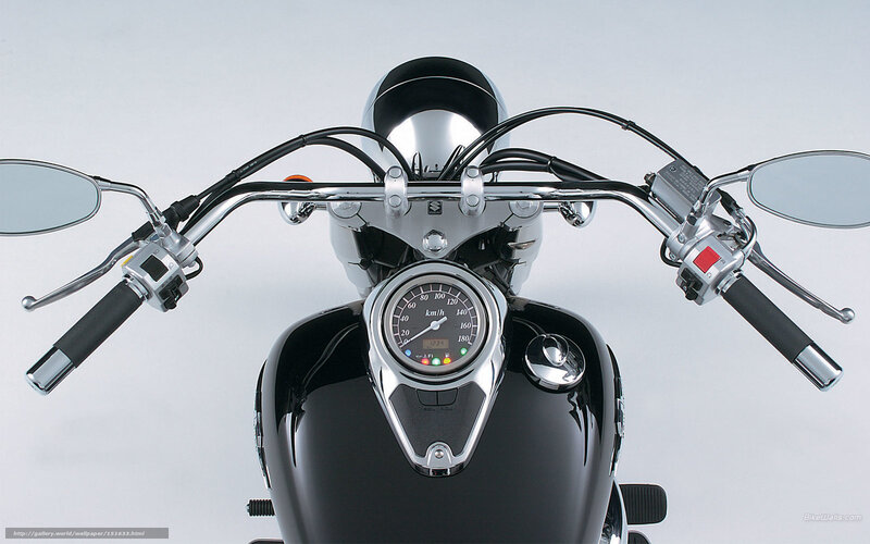 Motorcycle Handlebars — Black, Neutral, Photograph, Speedometer, Mirrors, Fuel Tank