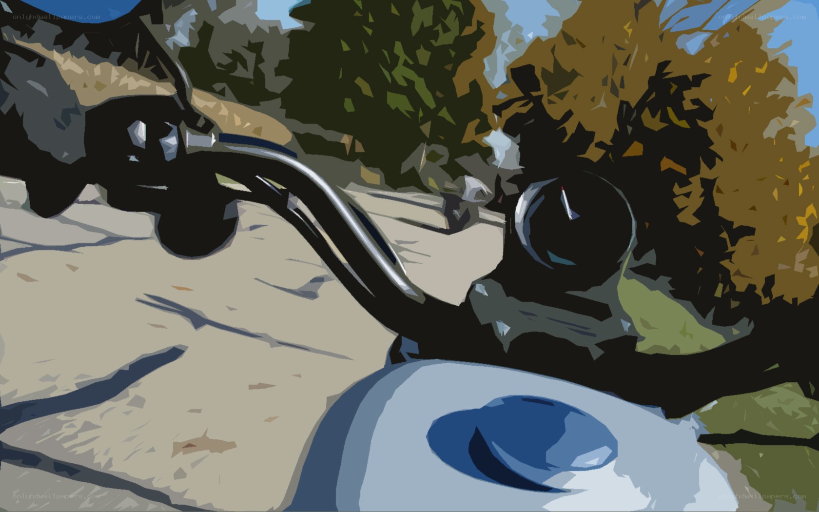 motorcycle handlebars in autumn