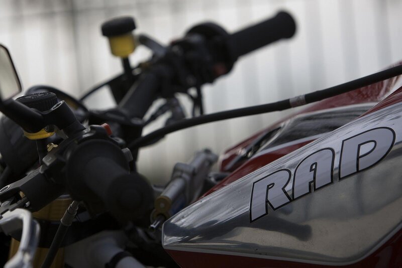 Motorcycle Handlebars — Red, Neutral, Photograph