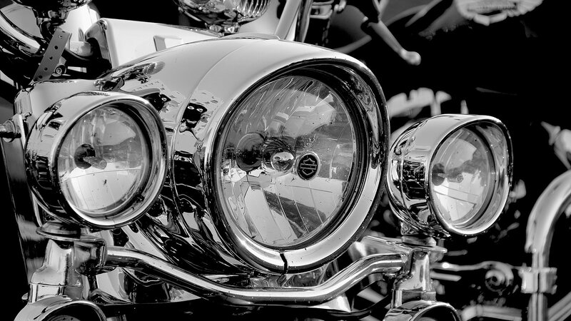 Motorcycle Headlight Assembly — Black, Dramatic
