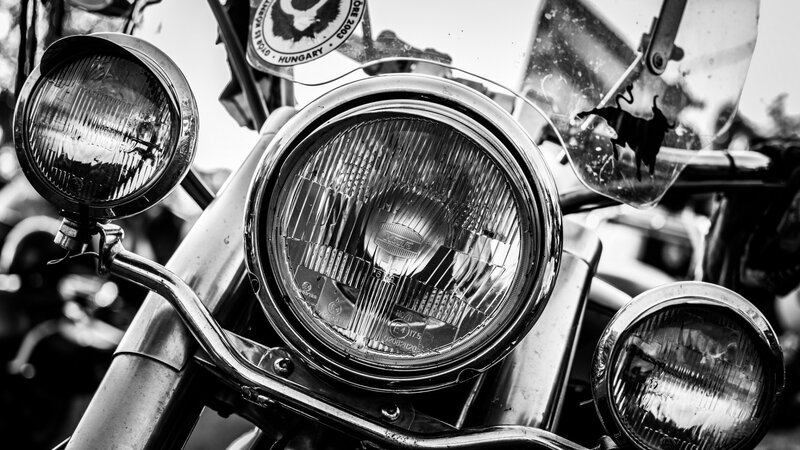 Motorcycle Headlight — Black, Dramatic, Photograph, Windshield