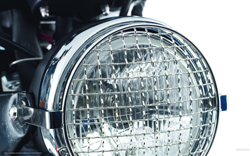 motorcycle headlight with wire cage