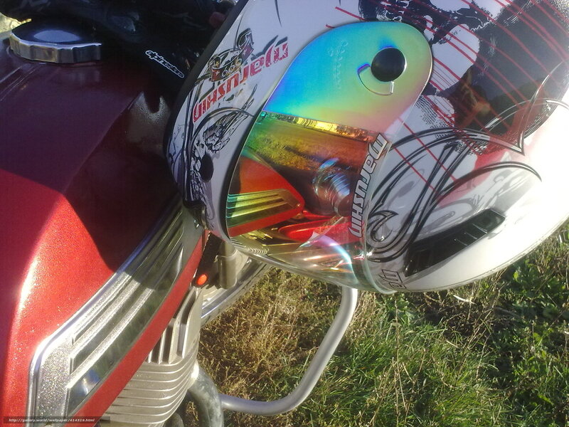 motorcycle helmet on bike