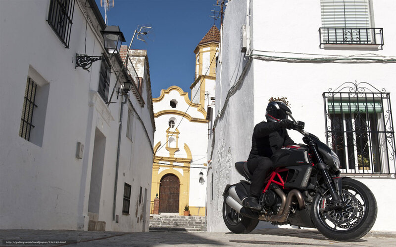 Motorcycle in a narrow street