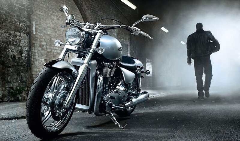 motorcycle in a smoky tunnel