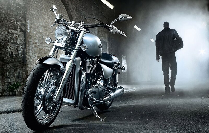 motorcycle in a smoky tunnel