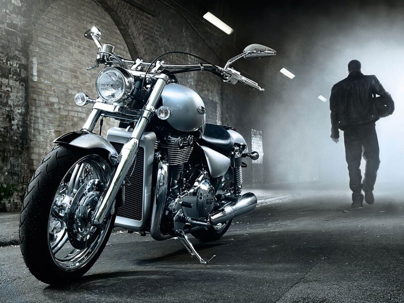 Motorcycle in a smoky tunnel