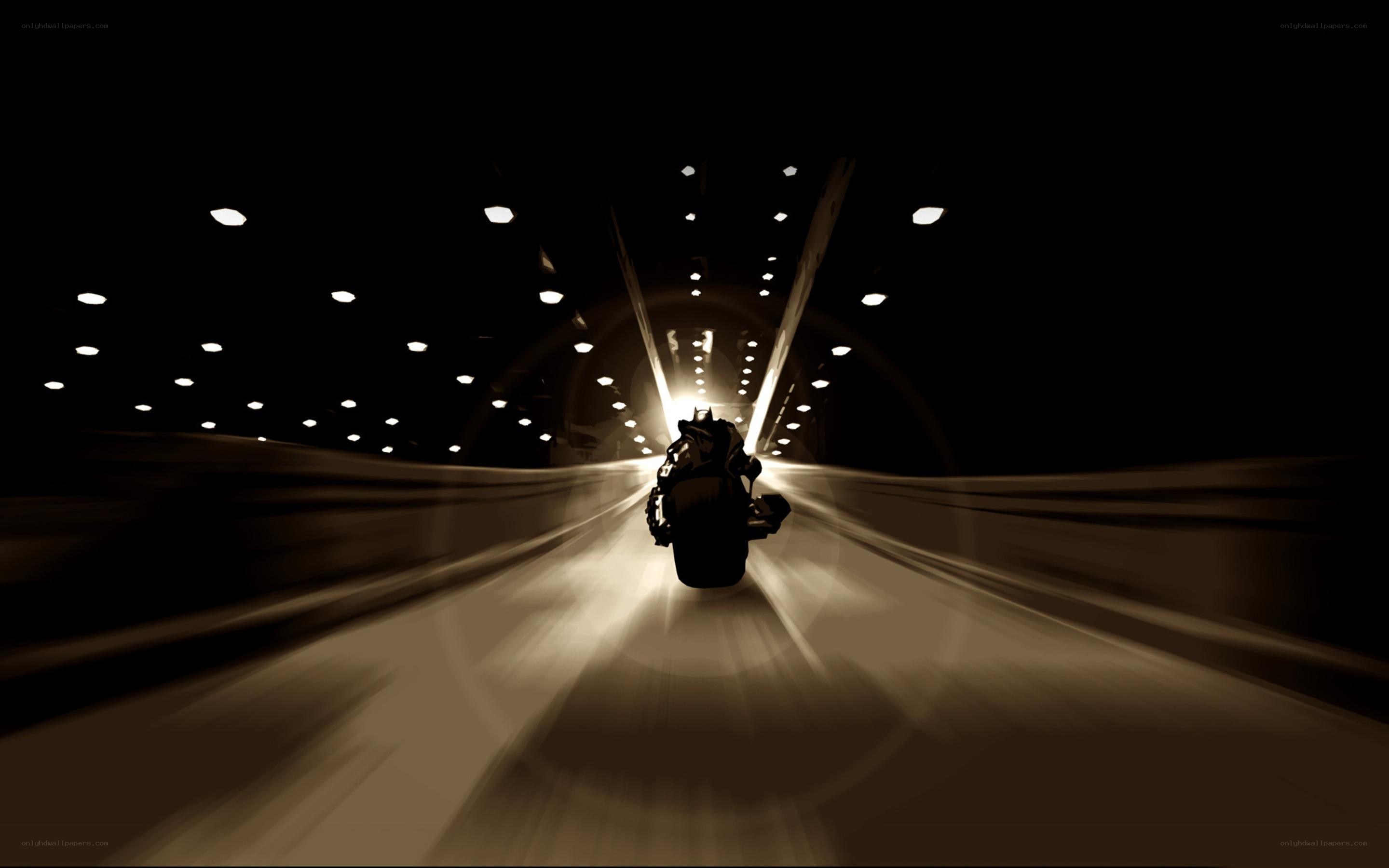 Motorcycle in a tunnel