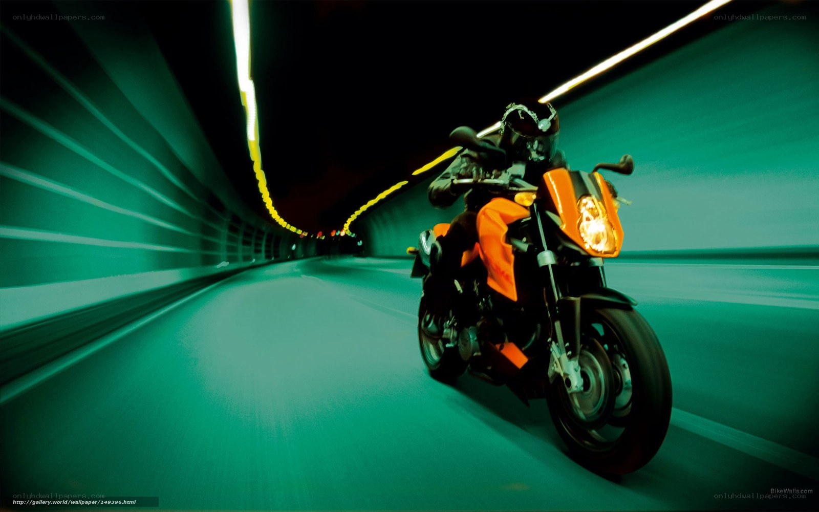 Motorcycle in a tunnel at night