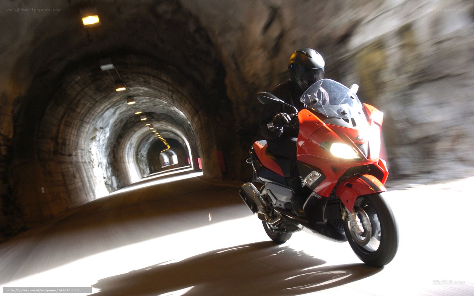 Motorcycle in a tunnel