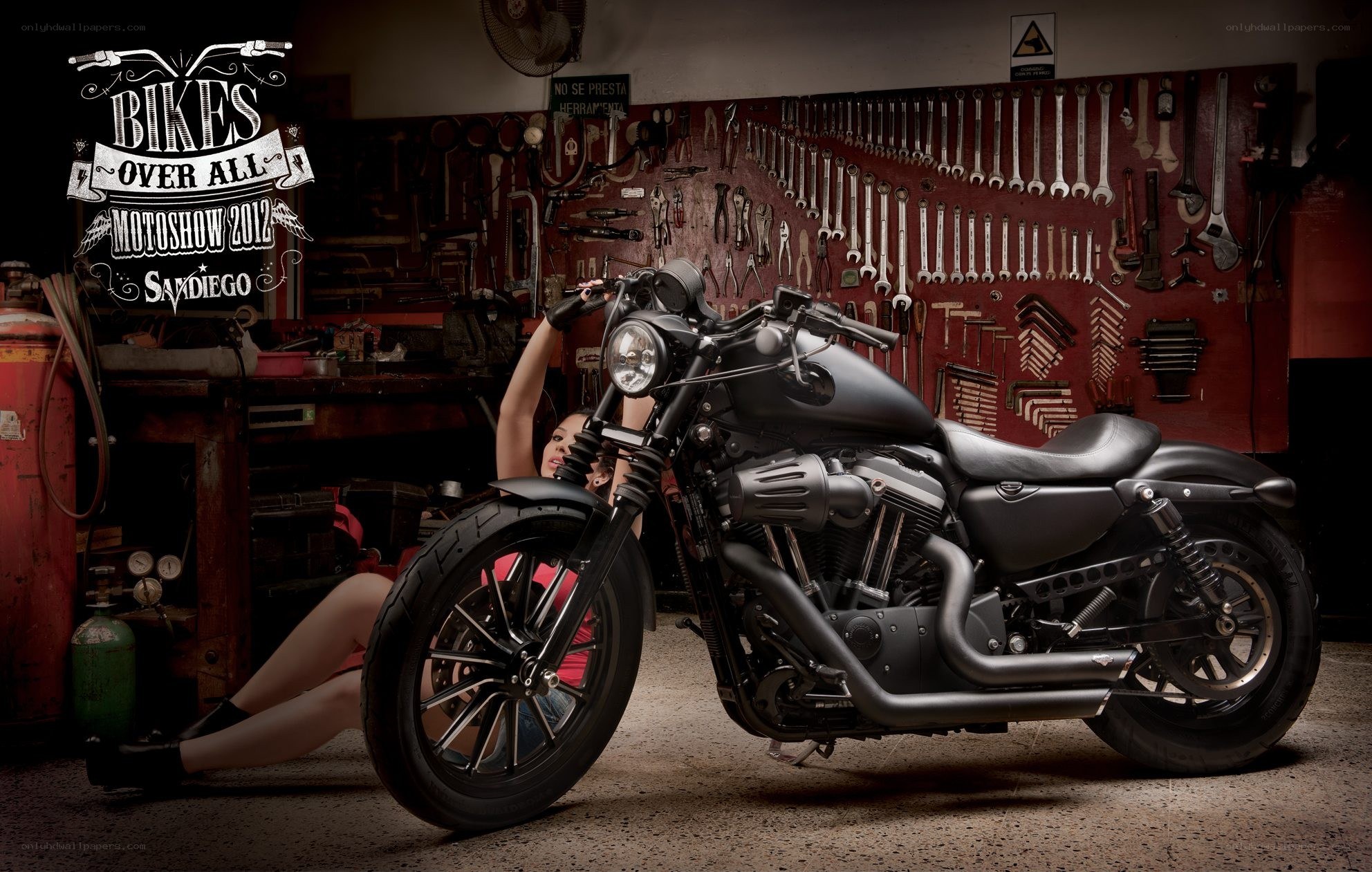 Motorcycle in a workshop