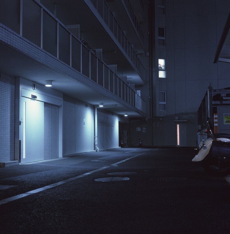 Motorcycle in Alley — Blue