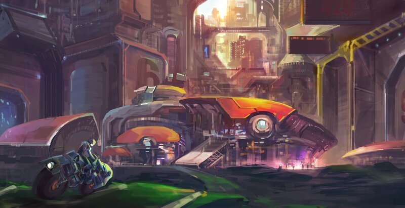 Motorcycle in City
