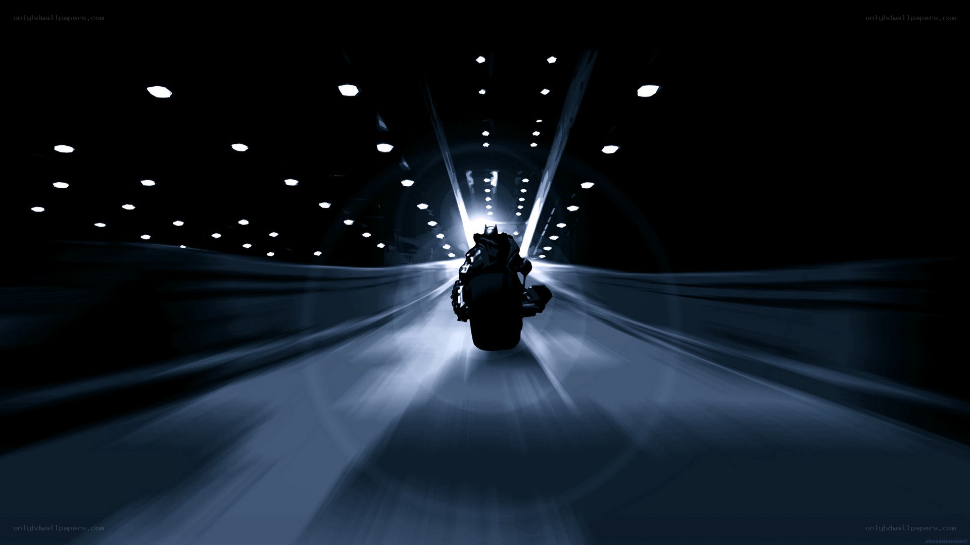 motorcycle in dark tunnel