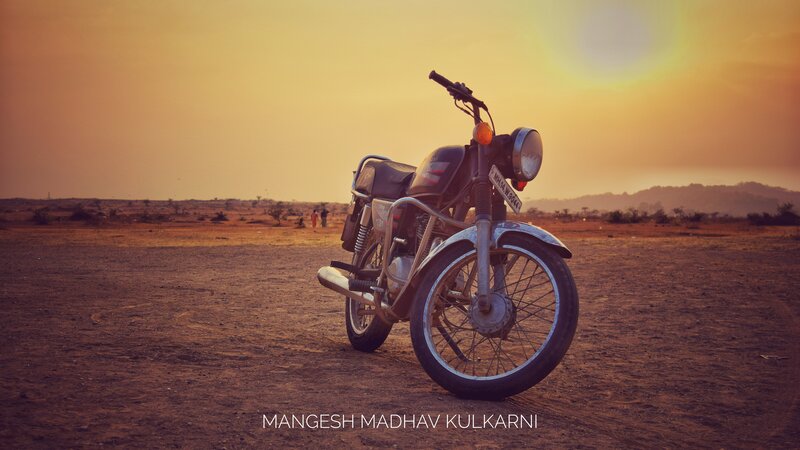 Motorcycle in Desert — Orange
