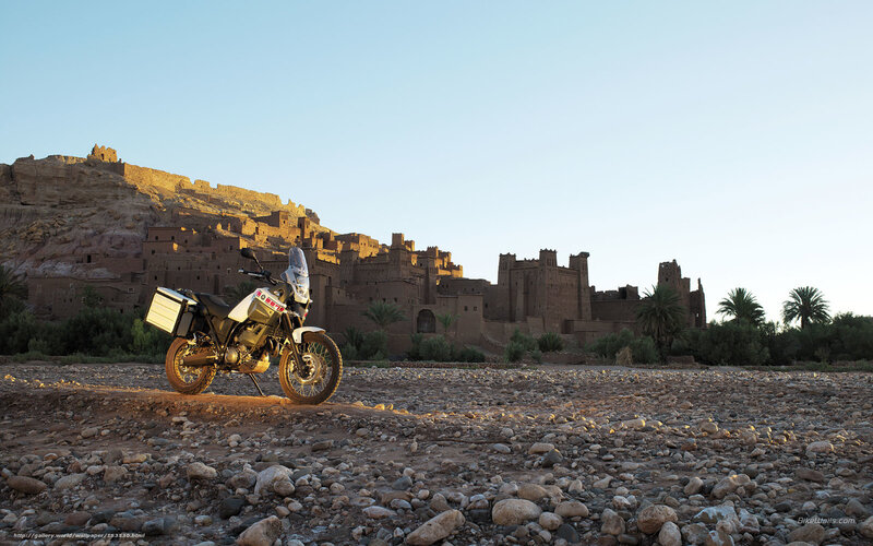 motorcycle in desert village