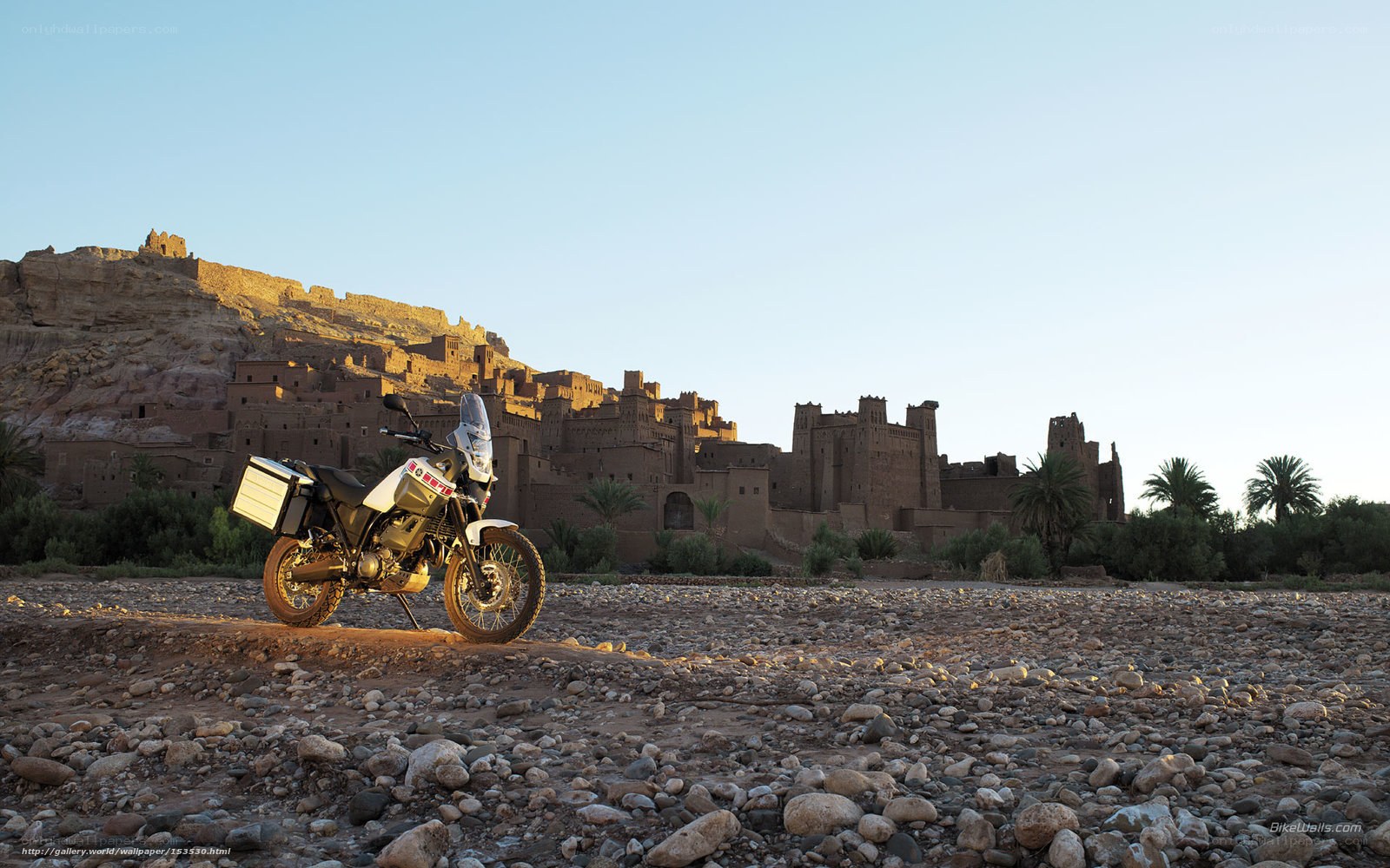 motorcycle in desert village