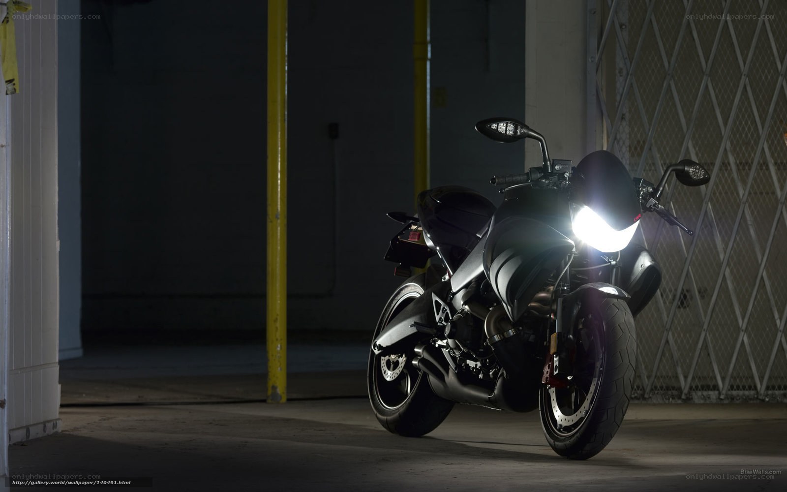 motorcycle in dimly lit garage