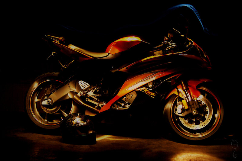 motorcycle in dramatic lighting